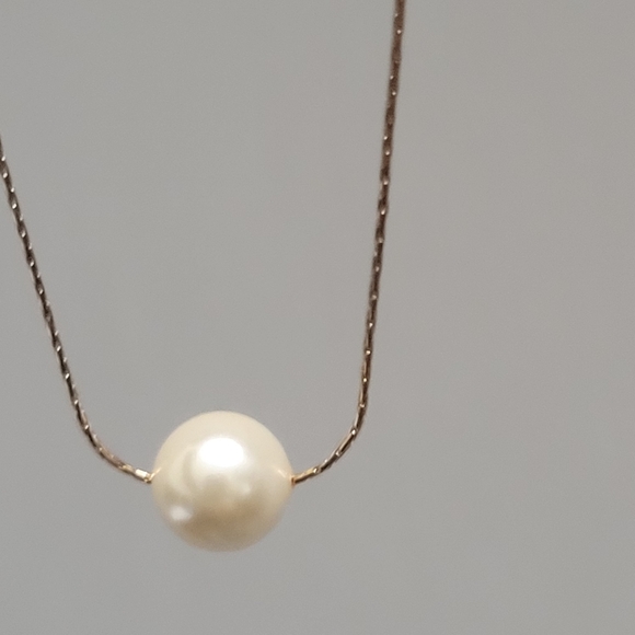 GOLD SINGLE PEARL FASHION NECKLACE - Picture 3 of 6